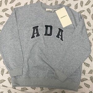 Adanola Grey Oversized ADA logo Crewneck Sweatshirt size Medium